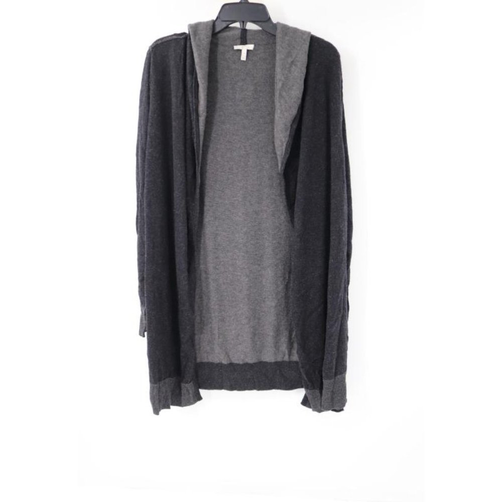 joie cardigan women's Medium Hooded open front gray cashmere wool shawl neck